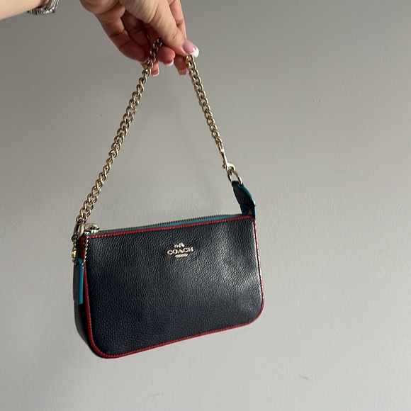 Coach Handbags - mini coach bag / wristlet in navy, pink & green